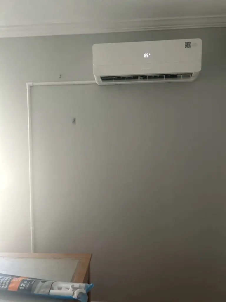 Ductless mini-split indoor unit on a wall